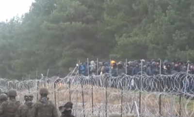 Kuźnica - tłumy migrantów na granicy i wojsko