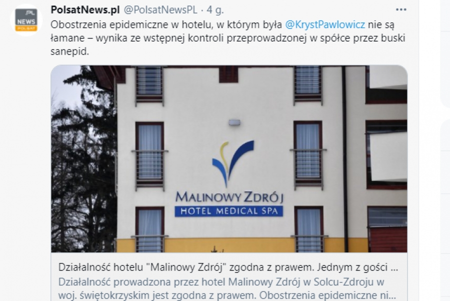 Krystyna PawÅowicz hotel Malinowy Zdrój