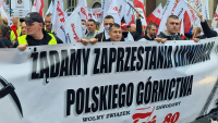 Warszawa: Protest górników w siedzibie Komisji Europejskiej